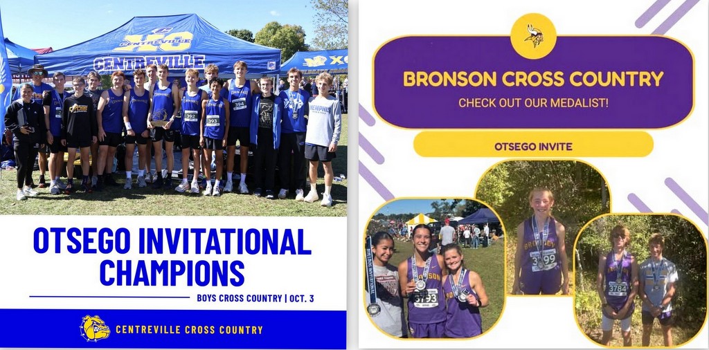 Centreville and Bronson CC teams in action at Otsego Invitational